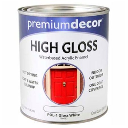 GENERAL PAINT Premium Dcor Waterborne Acrylic Enamel, Gloss Finish, White, Quart - 796083 796083